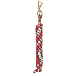 Weaver Leather - Poly Lead Rope With A Solid Brass 225 Snap, White Navy Red