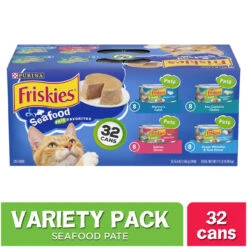 Purina Friskies Pate Variety Pack, Seafood Favorites - (32) 5.5 Oz