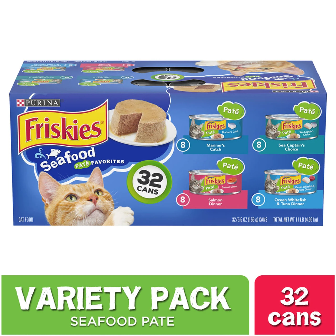 Purina Friskies Pate Variety Pack, Seafood Favorites - (32) 5.5 Oz
