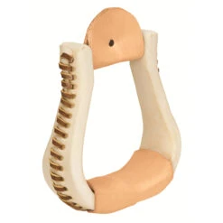 Weaver Leather Rawhide Leather Covered Stirrups, Bell, 3 Inch Neck