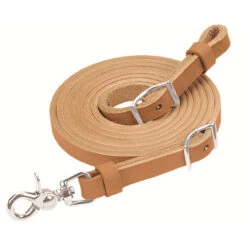 Weaver Leather - Horizons Flat Roper Rein, Scissor Snap And Conway Adjustments, Golden Brown, 5 8 Inch X 8'