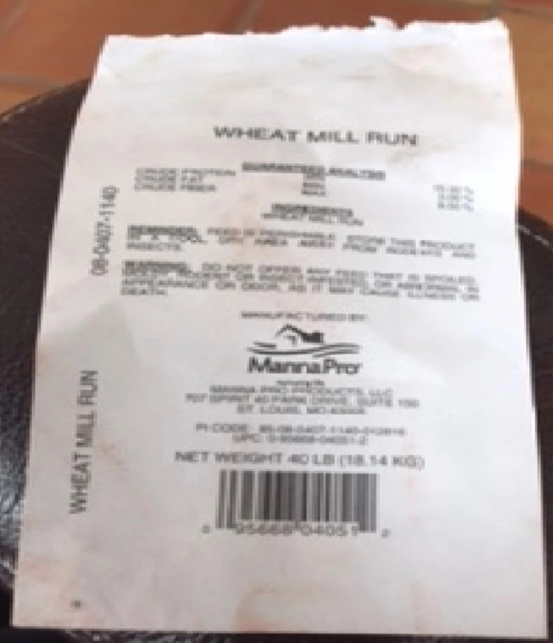 Manna Pro Wheat Mill Run - 40 Lbs