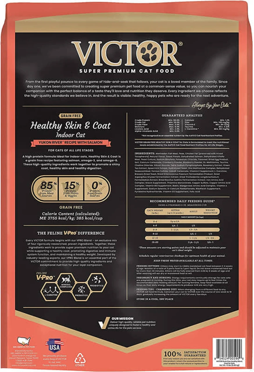 Victor Super Premium Cat Food Grain Free Healthy Skin & Coat - Dry Cat Food For Indoor Cats Yukon River Recipe All Breeds And All Life Stages From Kitten To Adult, 15lb - Image 2