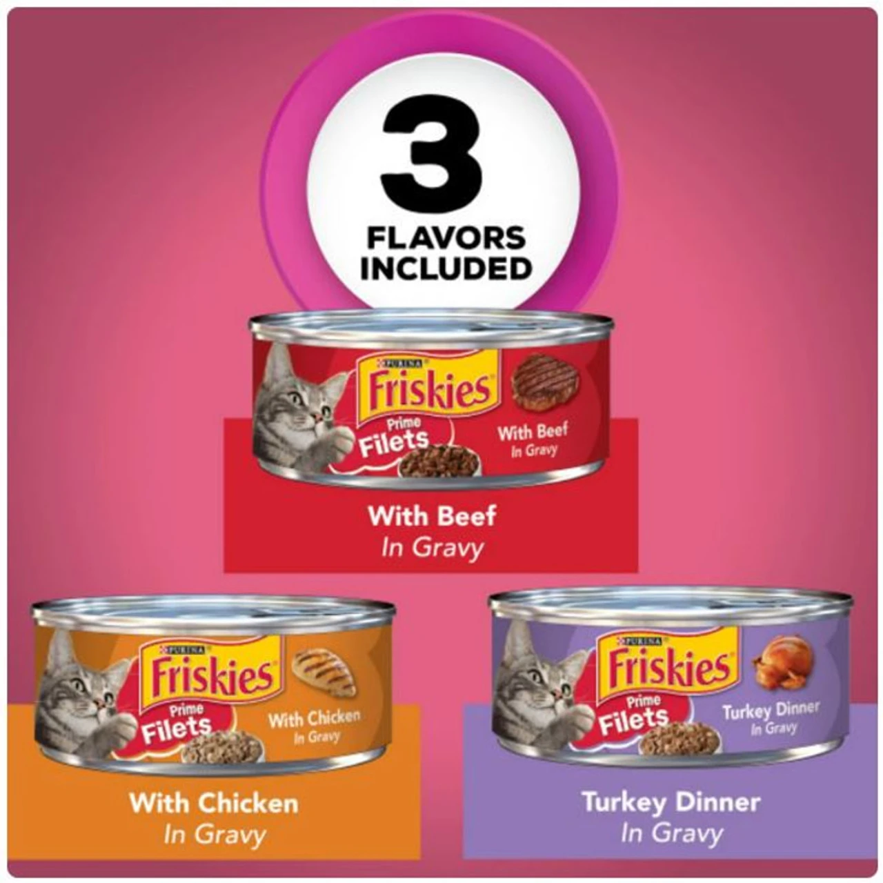 Purina Friskies Meaty Prime Filets Favorites Wet Cat Food Variety Pack - 5.5oz Cans (24 Pack) - Image 2