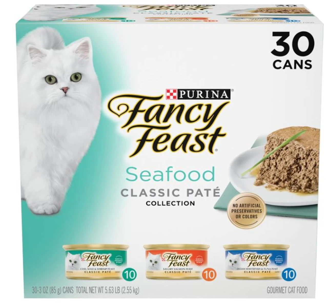 Fancy Feast Seafood Classic Pate Wet Cat Food Variety Pack - (30) 3 Oz. Cans