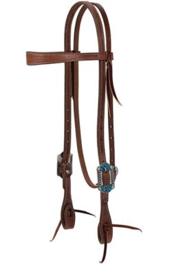Weaver Leather Protack Headstall With Turquoise Flower Slim Band