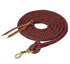 Weaver Leather Poly Cowboy Lead With Snap Black/Red/Gray 5/8'X10"