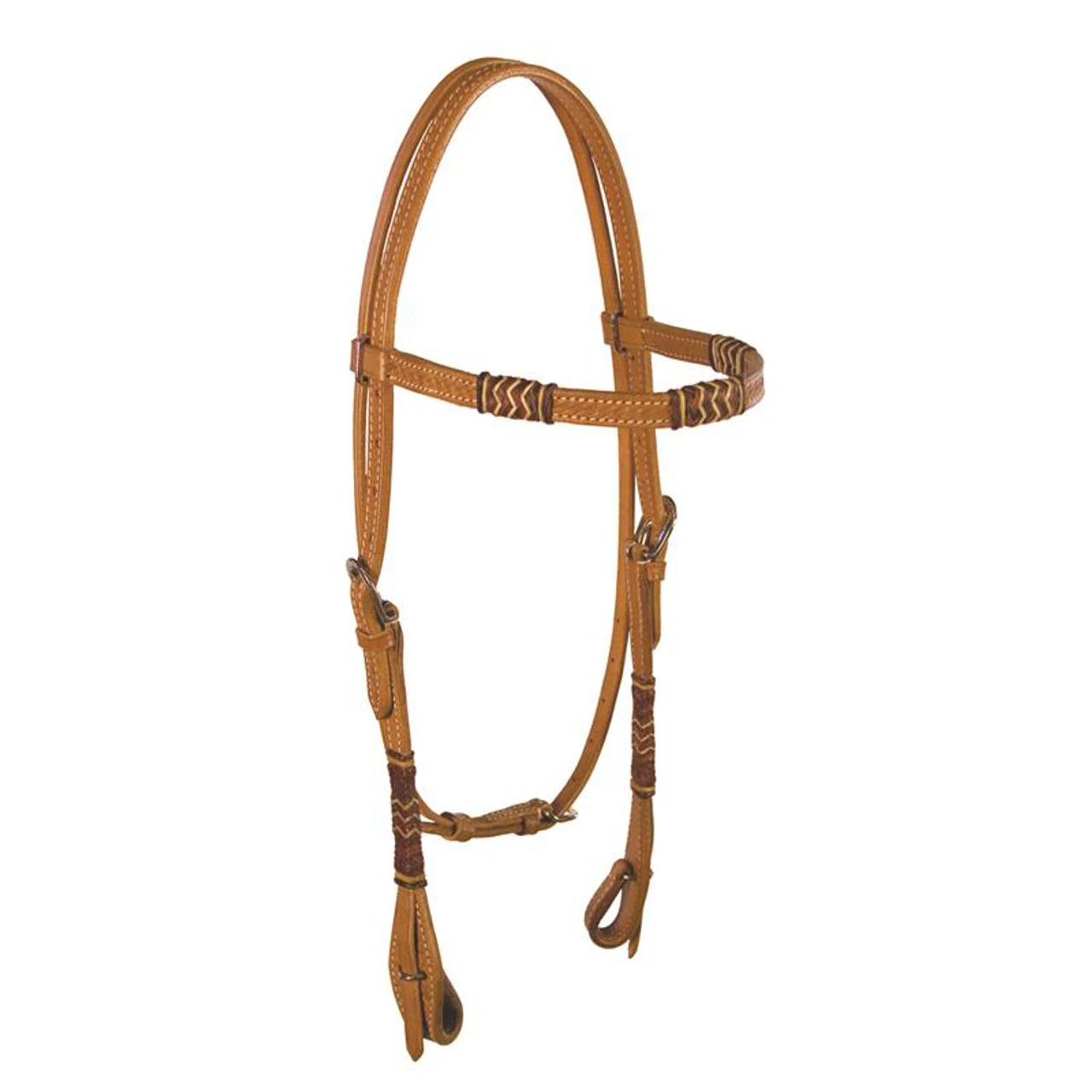 Buffalo Leather - Headstall Brow Band With Rawhide
